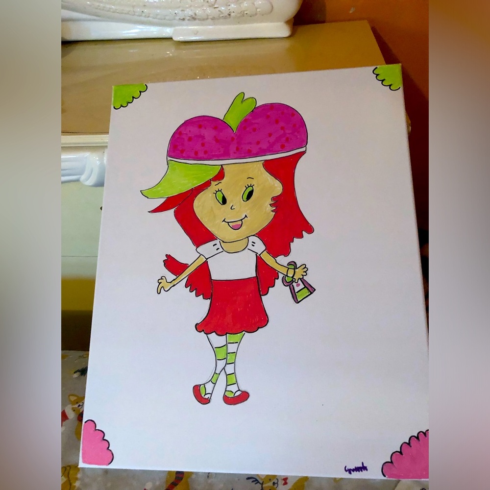 16x20 canvas board Strawberry girl